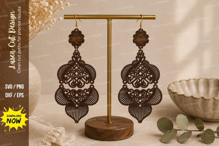 Ornate Dangle Earrings Laser Cut SVG File ornate earrings sv