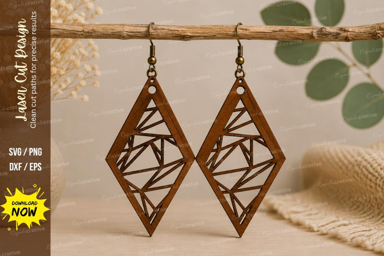 Geometric Diamond Earrings Laser Cut SVG File geometric earr