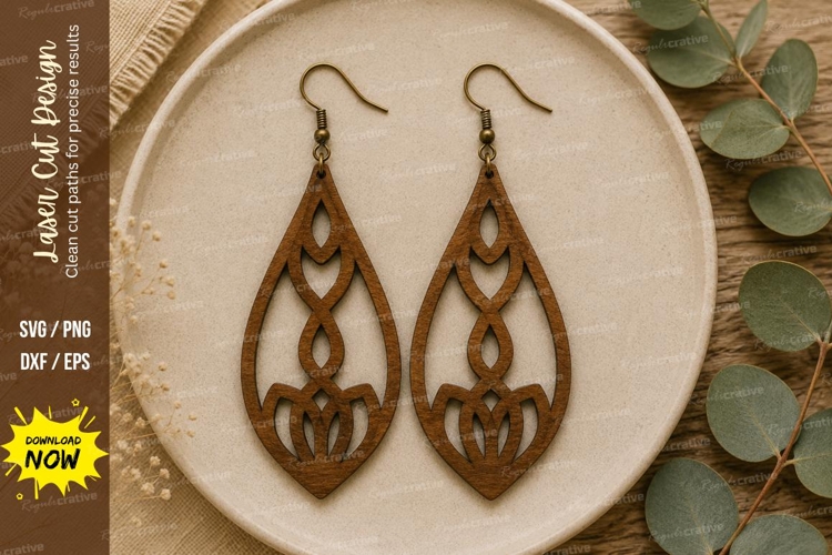 Lotus Teardrop Earrings Laser Cut SVG File lotus earrings sv