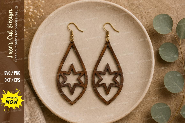 Double Star Earrings Laser Cut SVG File star earrings svg,