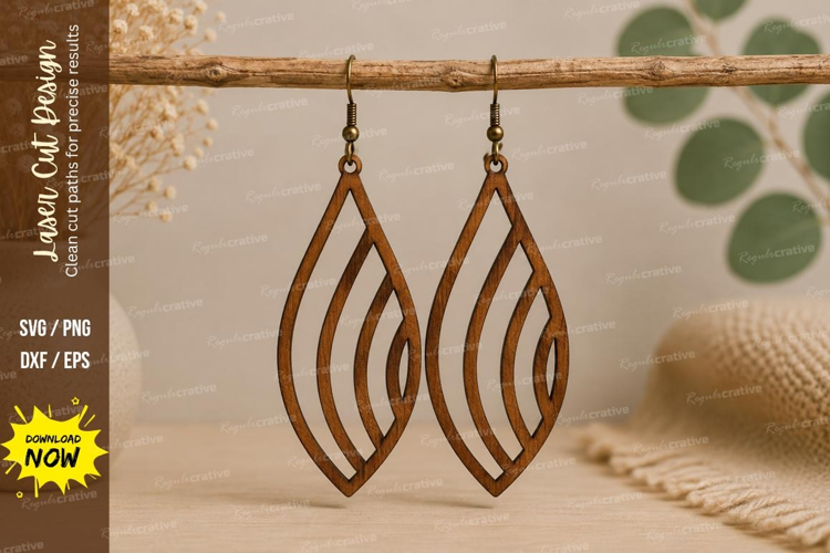 Layered Drop Earrings Laser Cut SVG File layered earrings sv