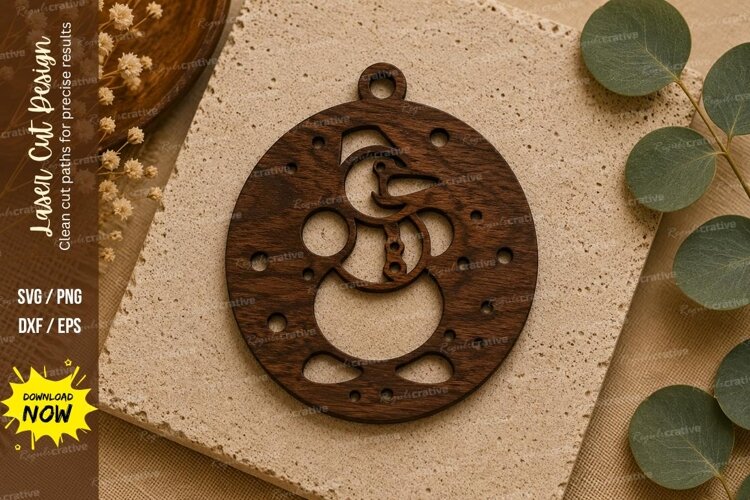 Snowman Earrings Laser Cut SVG File snowman earrings svg, example image 1