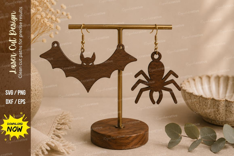 Halloween Bat Spider Earrings SVG File halloween earrings sv