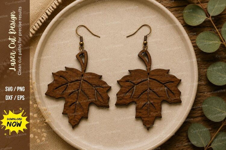 Maple Leaf Earrings Laser Cut SVG File maple leaf earrings example image 1