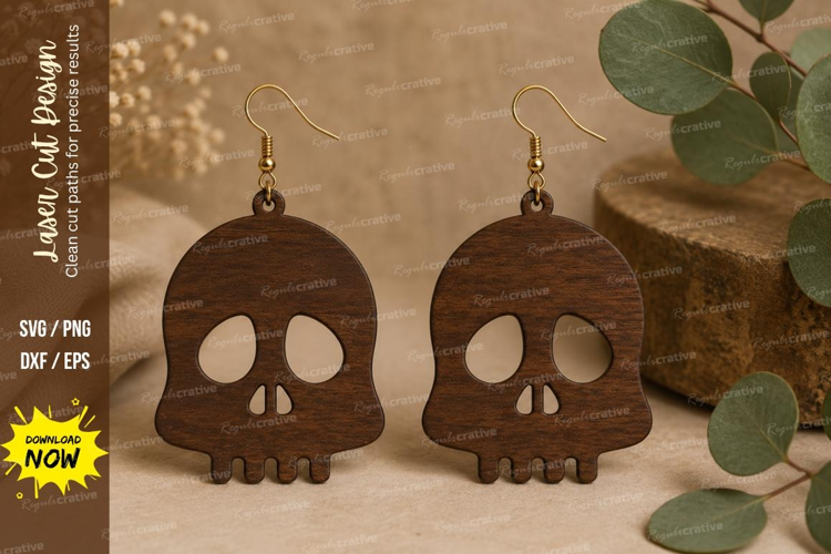 Skull Earrings Laser Cut SVG File skull earrings svg, hallow