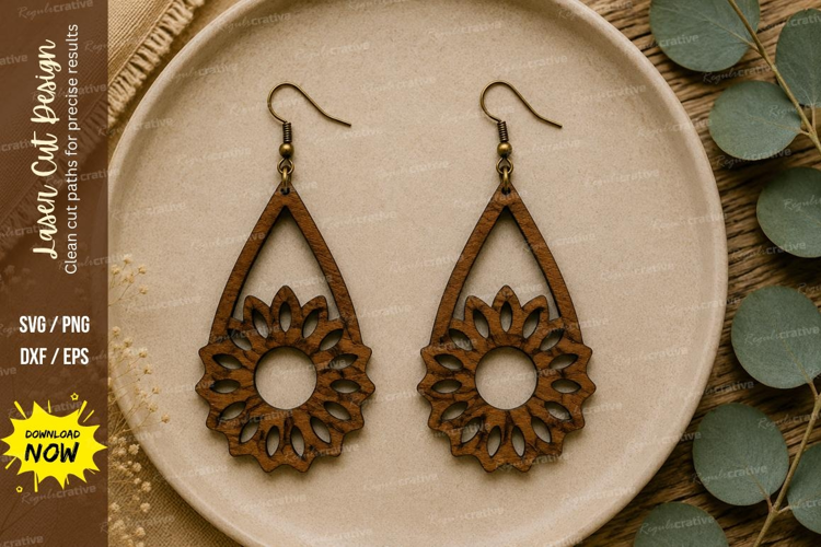 Sunflower Dangle Earrings Laser Cut SVG File sunflower