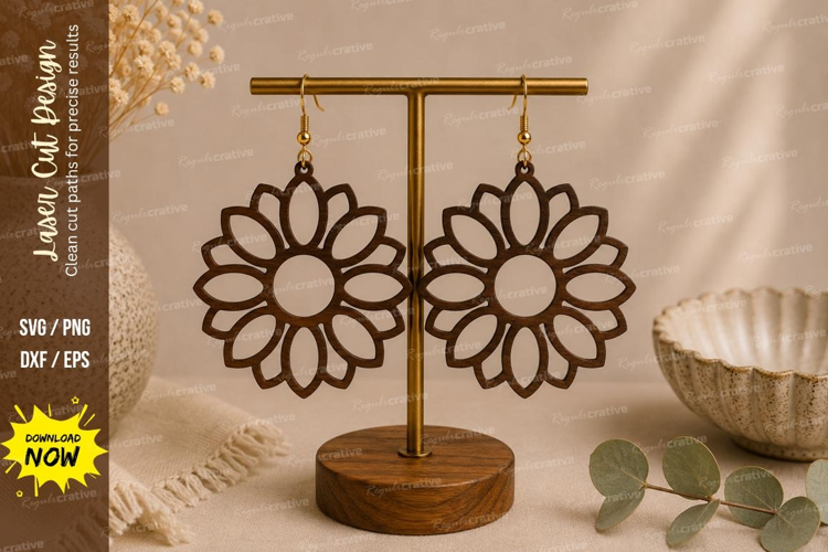 Daisy Flower Earrings Laser Cut SVG File daisy earrings svg,
