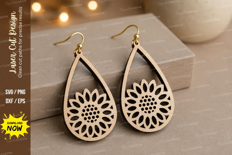 Mandala Teardrop Earrings Laser Cut SVG File mandala