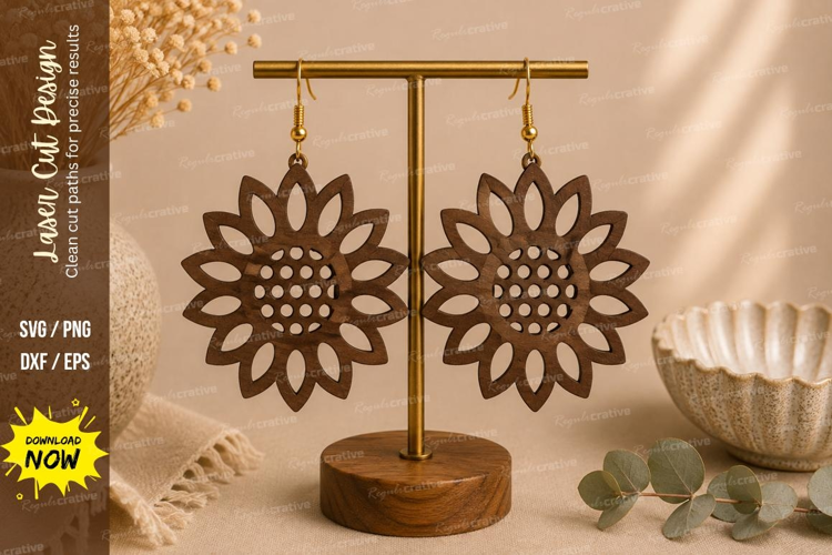 Sunflower Earrings Laser Cut SVG File sunflower earrings svg