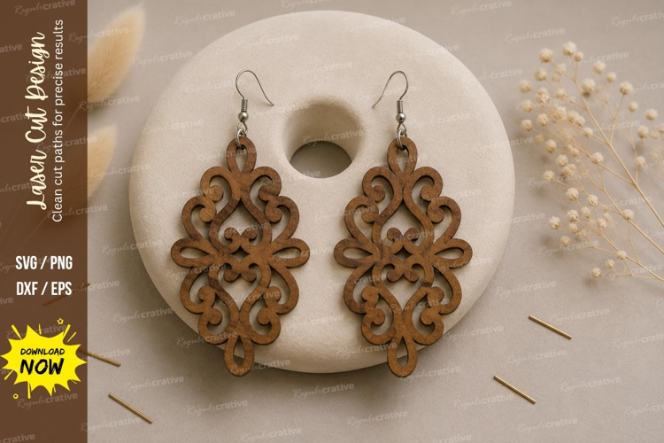 Ornate Filigree Earrings Laser Cut SVG File filigree earring