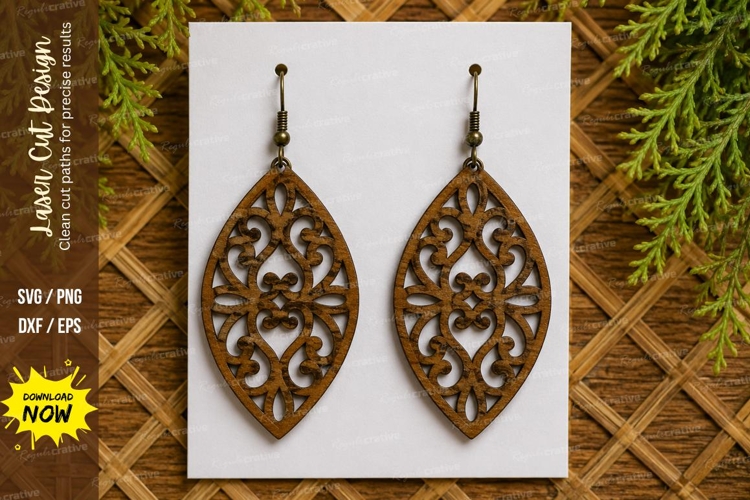 Ornate Teardrop Earrings Laser Cut SVG File ornate earrings