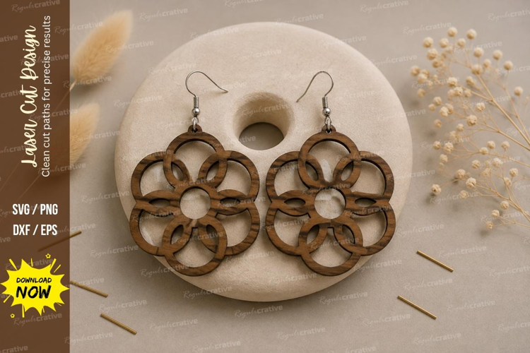 Floral Hoop Earrings Laser Cut SVG File floral earrings svg,