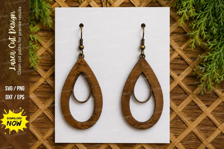 Open Teardrop Earrings Laser Cut SVG File teardrop earrings