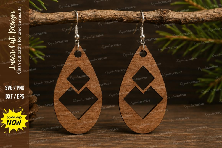 Geometric Teardrop Earrings Laser Cut SVG File geometric