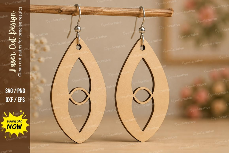 Modern Teardrop Earrings Laser Cut SVG File teardrop earring
