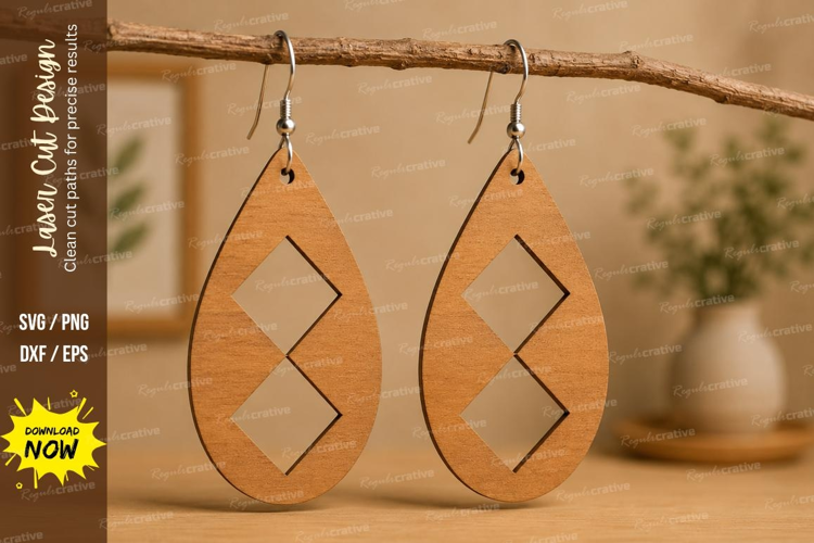 Geometric Drop Earrings Laser Cut SVG File geometric earring