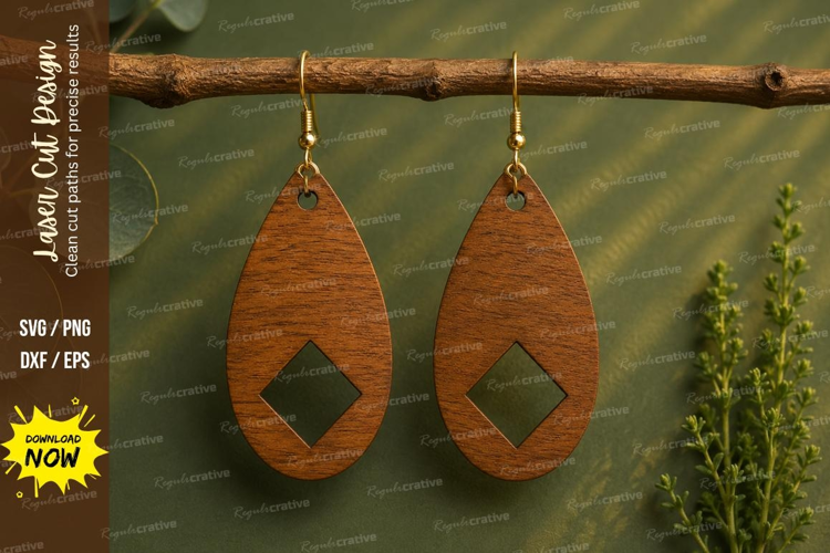 Geometric Teardrop Earrings Laser Cut SVG File geometric