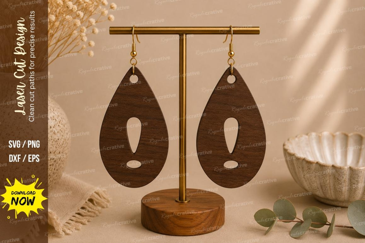 Minimalist Teardrop Earrings Laser Cut SVG File teardrop ear