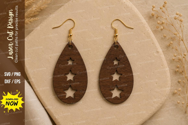 Triple Star Earrings Laser Cut SVG File star earrings svg,