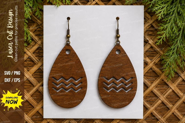 Chevron Teardrop Earrings Laser Cut SVG File chevron earring