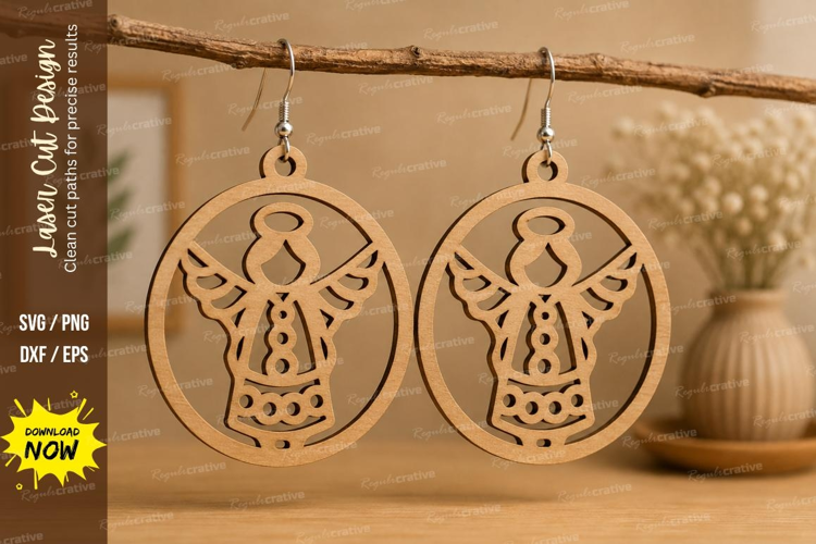 Angel Christmas Earrings Laser Cut SVG File angel earrings