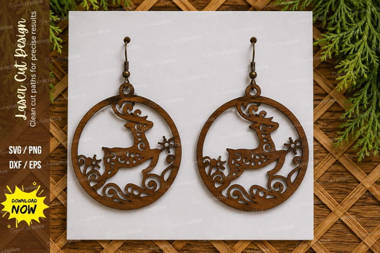 Reindeer Christmas Earrings Laser Cut SVG File reindeer earr