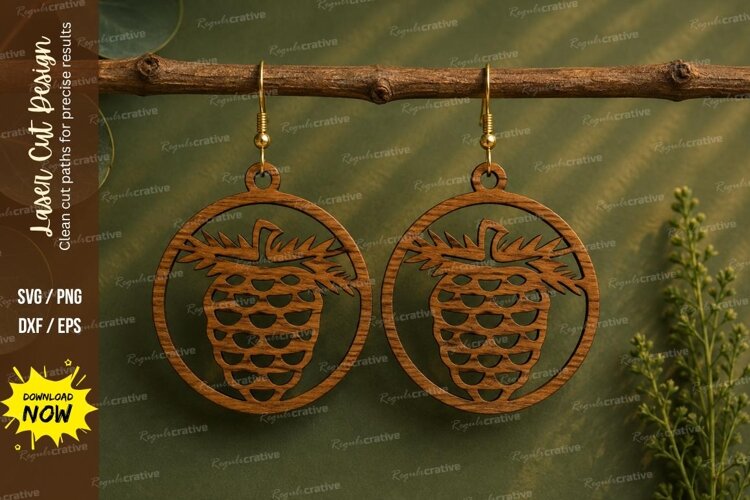 Pine Cone Earrings Laser Cut SVG File pine cone earrings svg example image 1