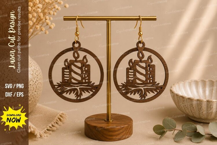 Birthday Cake Earrings Laser Cut SVG File birthday earrings example image 1