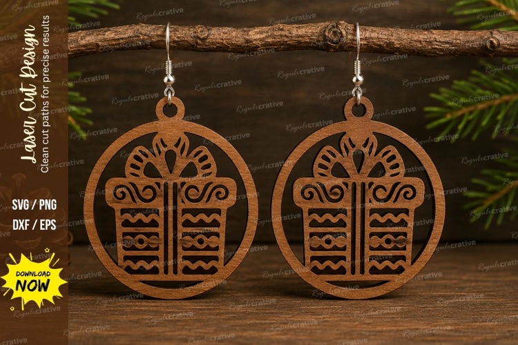 Gift Box Earrings Laser Cut SVG File gift earrings svg, gift