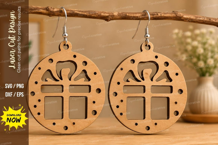 Present Earrings Laser Cut SVG File present earrings svg,