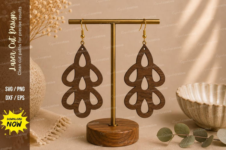 Triple Teardrop Earrings Laser Cut SVG File teardrop earring