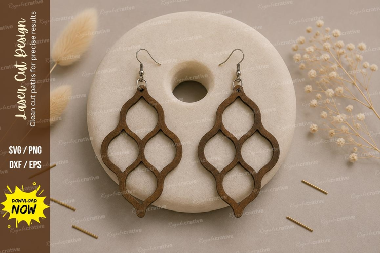 Geometric Drop Earrings Laser Cut SVG File geometric earring