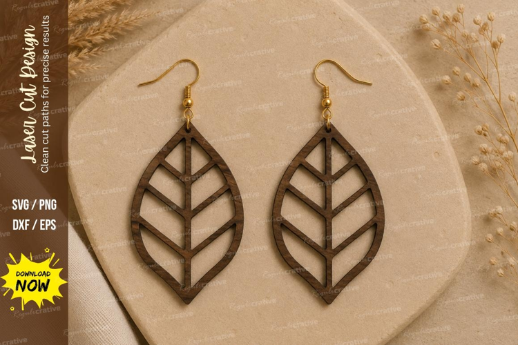 Leaf Earrings Laser Cut SVG File leaf earrings svg, wooden