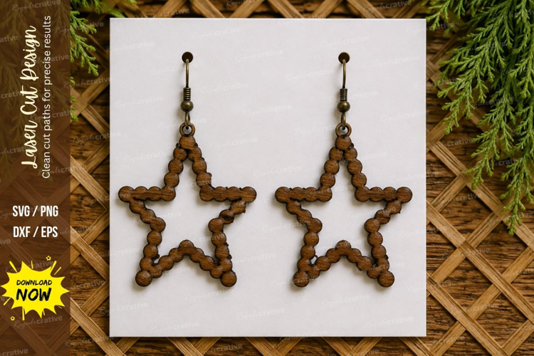 Star Earrings Laser Cut SVG File star earrings svg, wooden