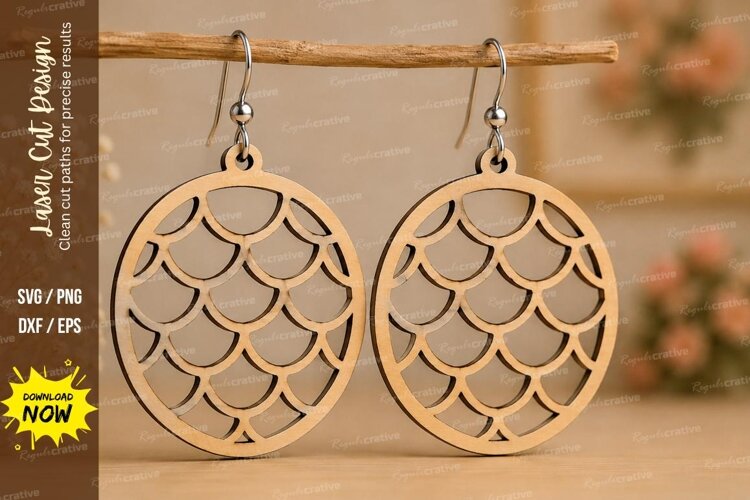 Mermaid Scale Earrings Laser Cut SVG File mermaid earrings example image 1