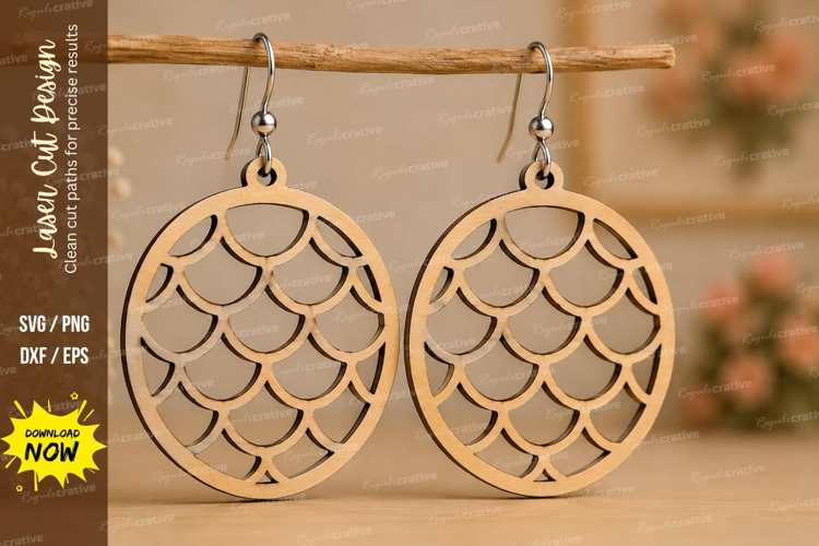 Mermaid Scale Earrings Laser Cut SVG File mermaid earrings