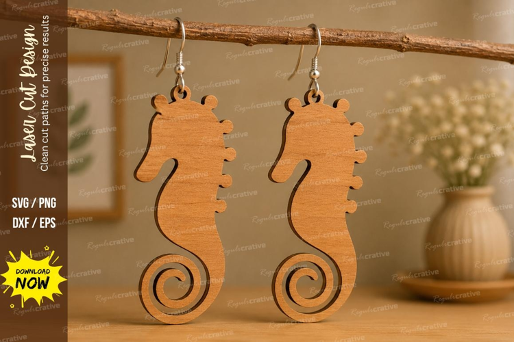 Seahorse Earrings Laser Cut SVG File seahorse earrings svg,
