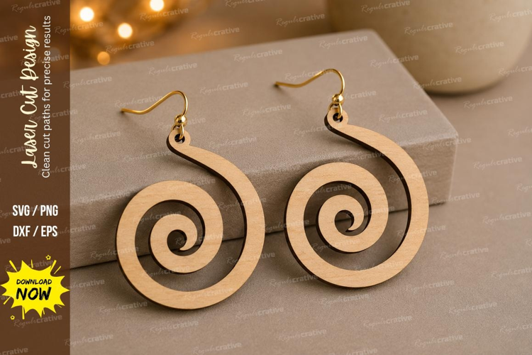 Spiral Earrings Laser Cut SVG File spiral earrings svg