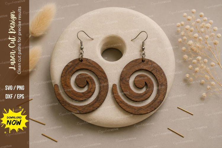 Swirl Round Earrings Laser Cut SVG File swirl earrings svg,