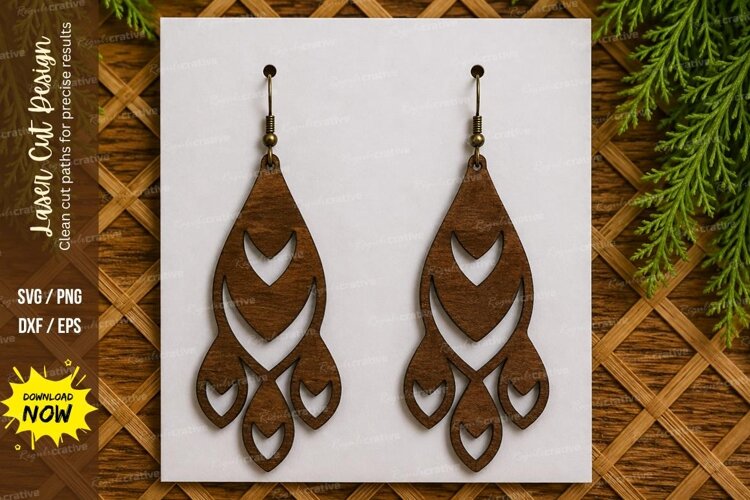 Layered Feather Earrings Laser Cut SVG File feather earrings example image 1