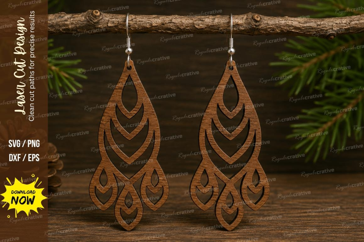 Boho Feather Earrings Laser Cut SVG File feather earrings sv