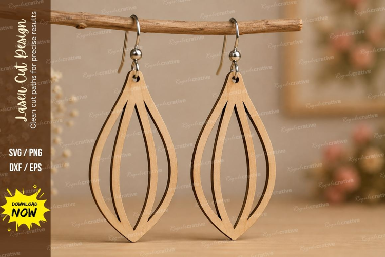 Open Teardrop Earrings Laser Cut SVG File teardrop earrings