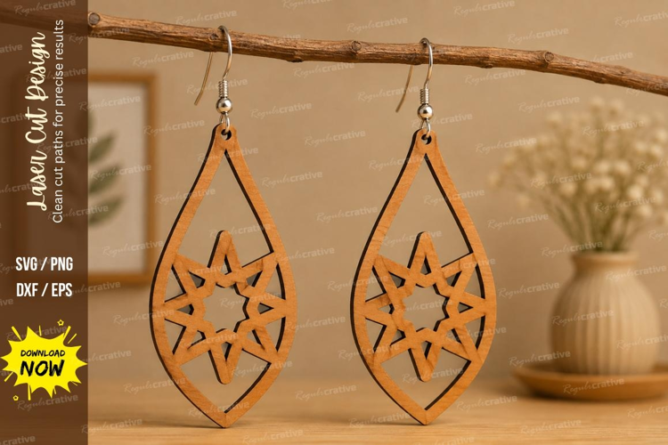 Star Teardrop Earrings Laser Cut SVG File star earrings svg,
