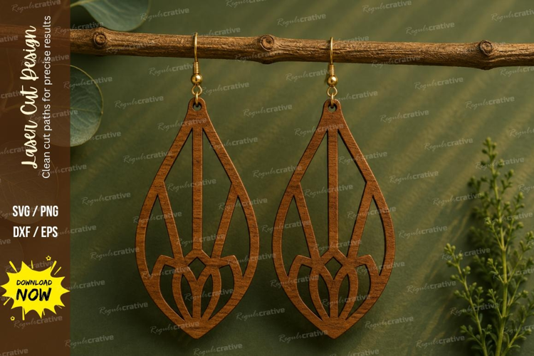 Lotus Leaf Earrings Laser Cut SVG File lotus earrings svg,