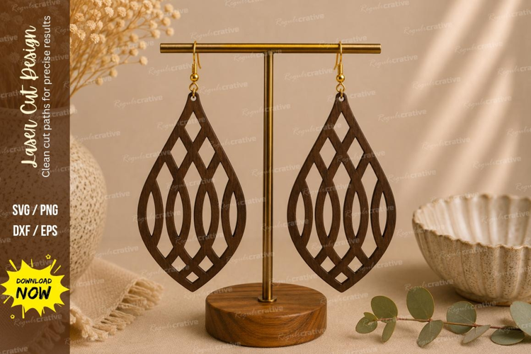 Lattice Teardrop Earrings Laser Cut SVG File lattice earring