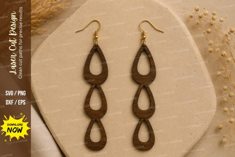 Triple Drop Earrings Laser Cut SVG File triple drop earrings