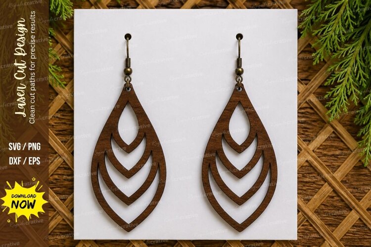 Layered Leaf Earrings Laser Cut SVG File layered leaf earrin example image 1
