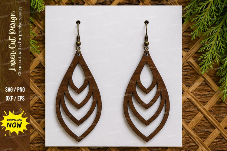 Layered Leaf Earrings Laser Cut SVG File layered leaf earrin