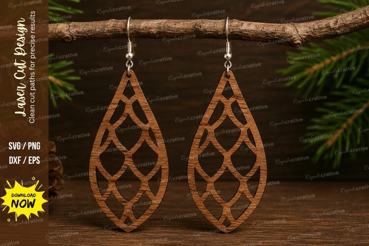 Geometric Lattice Earrings Laser Cut SVG File geometric example image 1