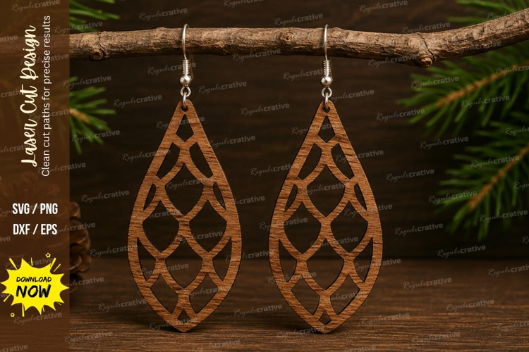 Geometric Lattice Earrings Laser Cut SVG File geometric